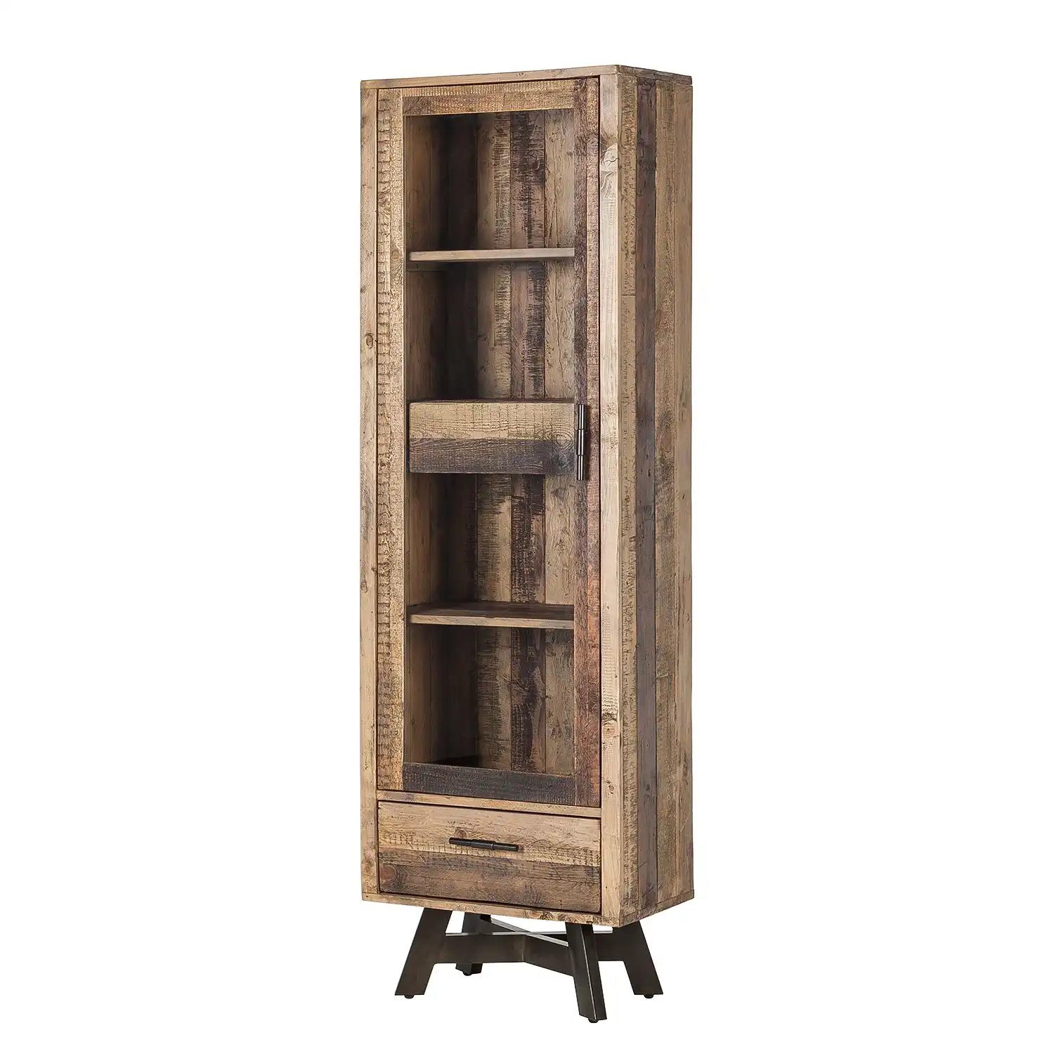 Reclaimed Wood Almirah with 1 glass door & 1 drawer - popular handicrafts